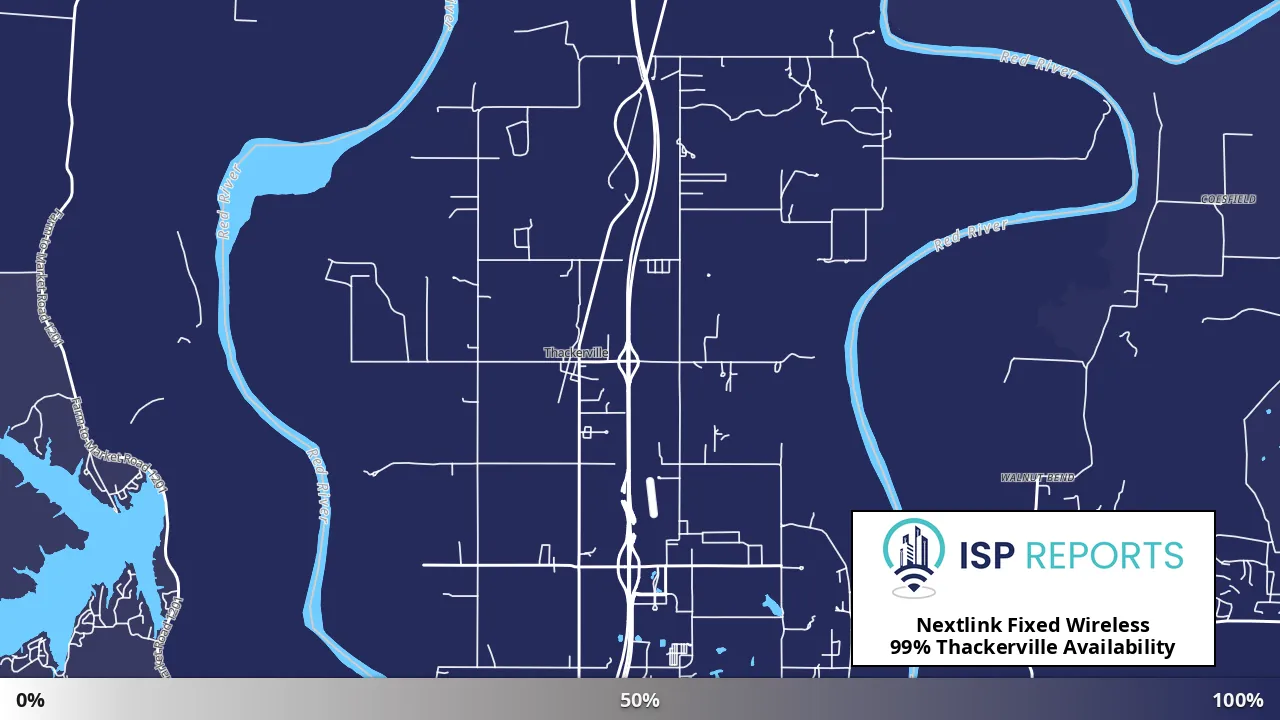 Thackerville, OK map of internet availability