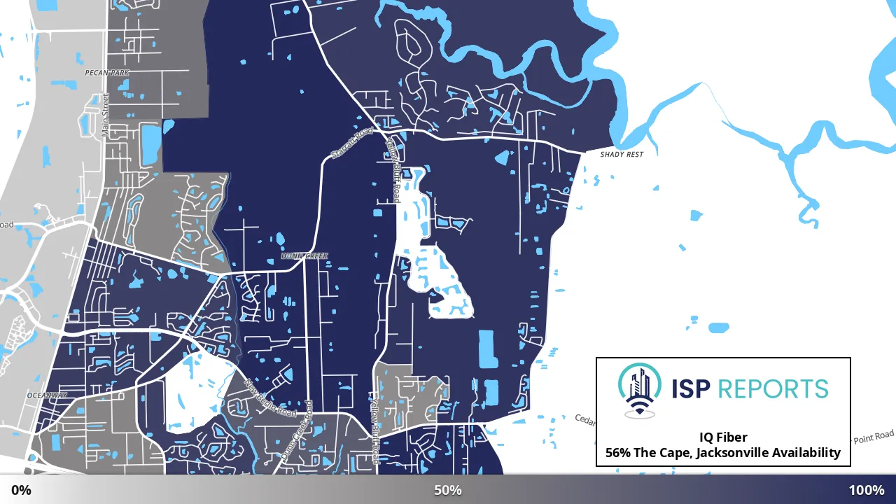 The Cape, Jacksonville, FL map of internet availability