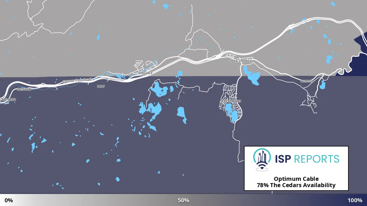 The Cedars, CA map of internet availability
