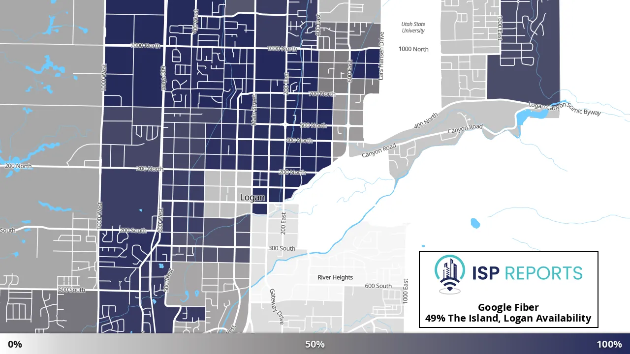 The Island, Logan, UT map of internet availability