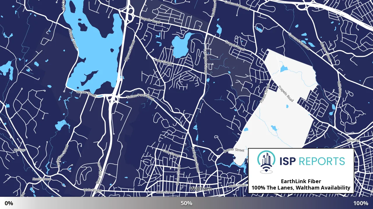 The Lanes, Waltham, MA map of internet availability