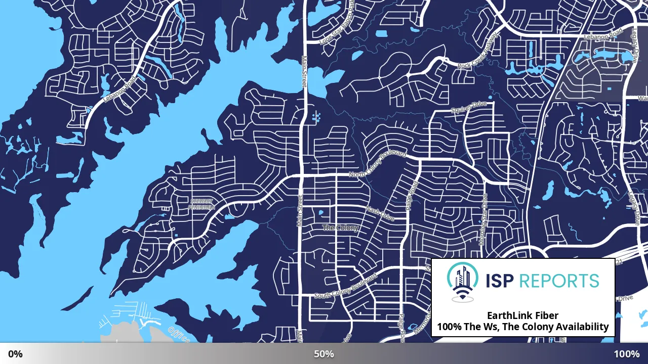 The Ws, The Colony, TX map of internet availability