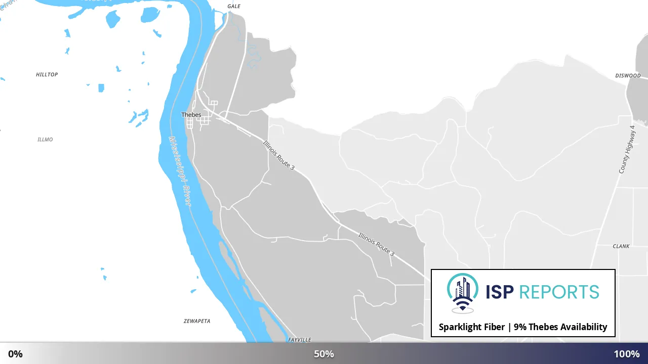 Thebes, IL map of internet availability