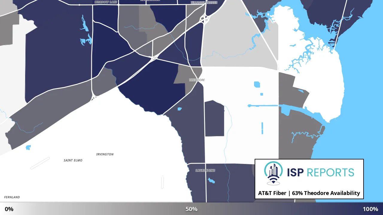 Theodore, AL map of internet availability