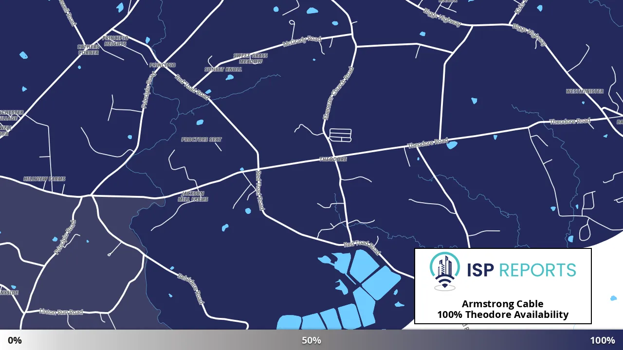 Theodore, MD map of internet availability