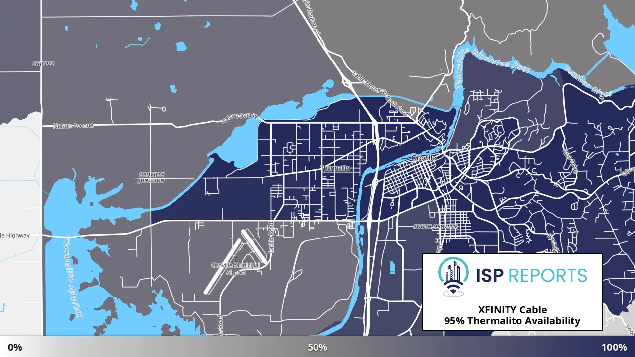 Thermalito, CA map of internet availability