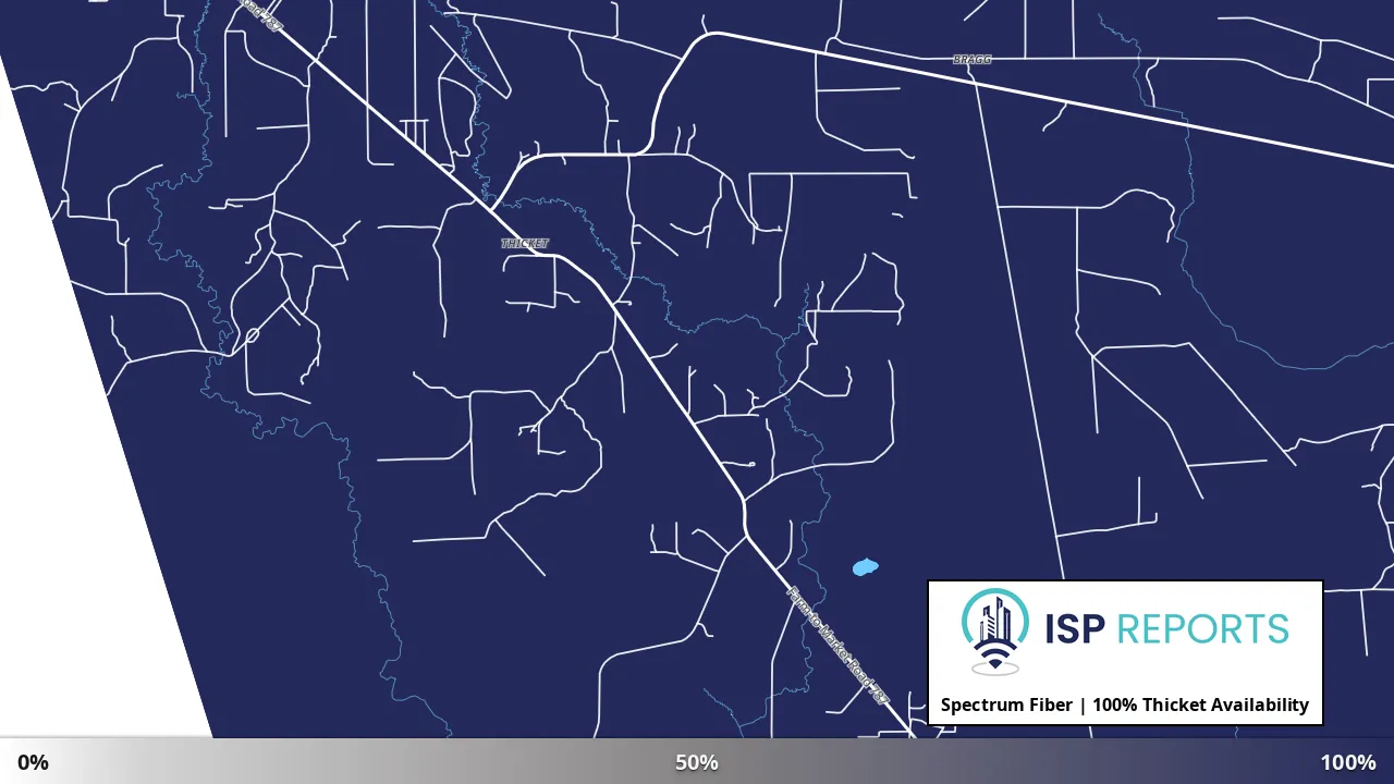 Thicket, TX map of internet availability