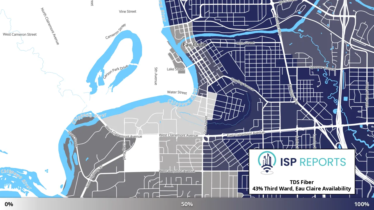 Third Ward, Eau Claire, WI map of internet availability