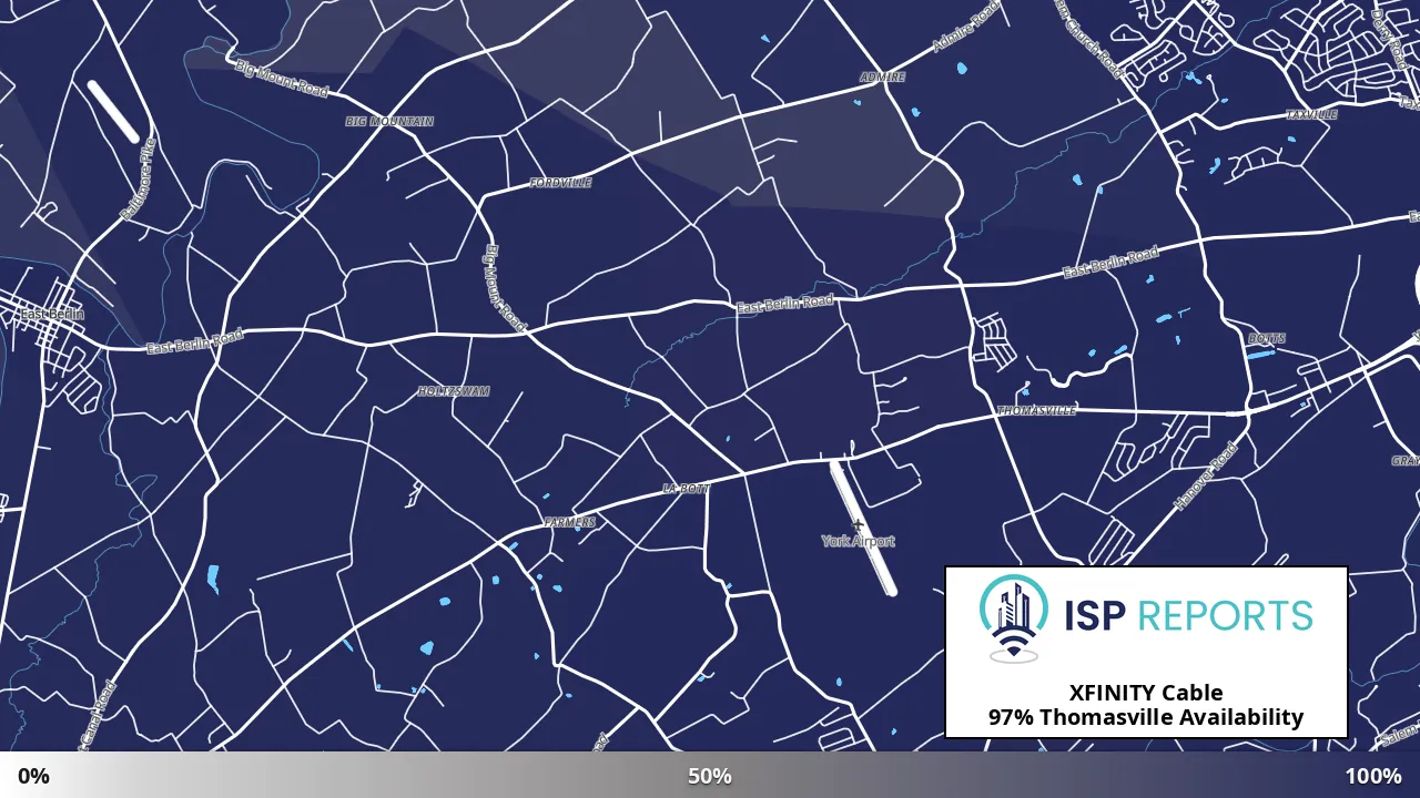 Thomasville, PA map of internet availability
