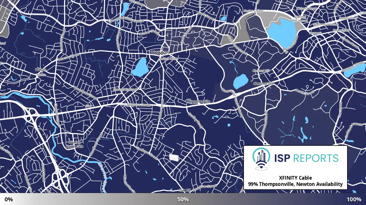 Thompsonville, Newton, MA map of internet availability