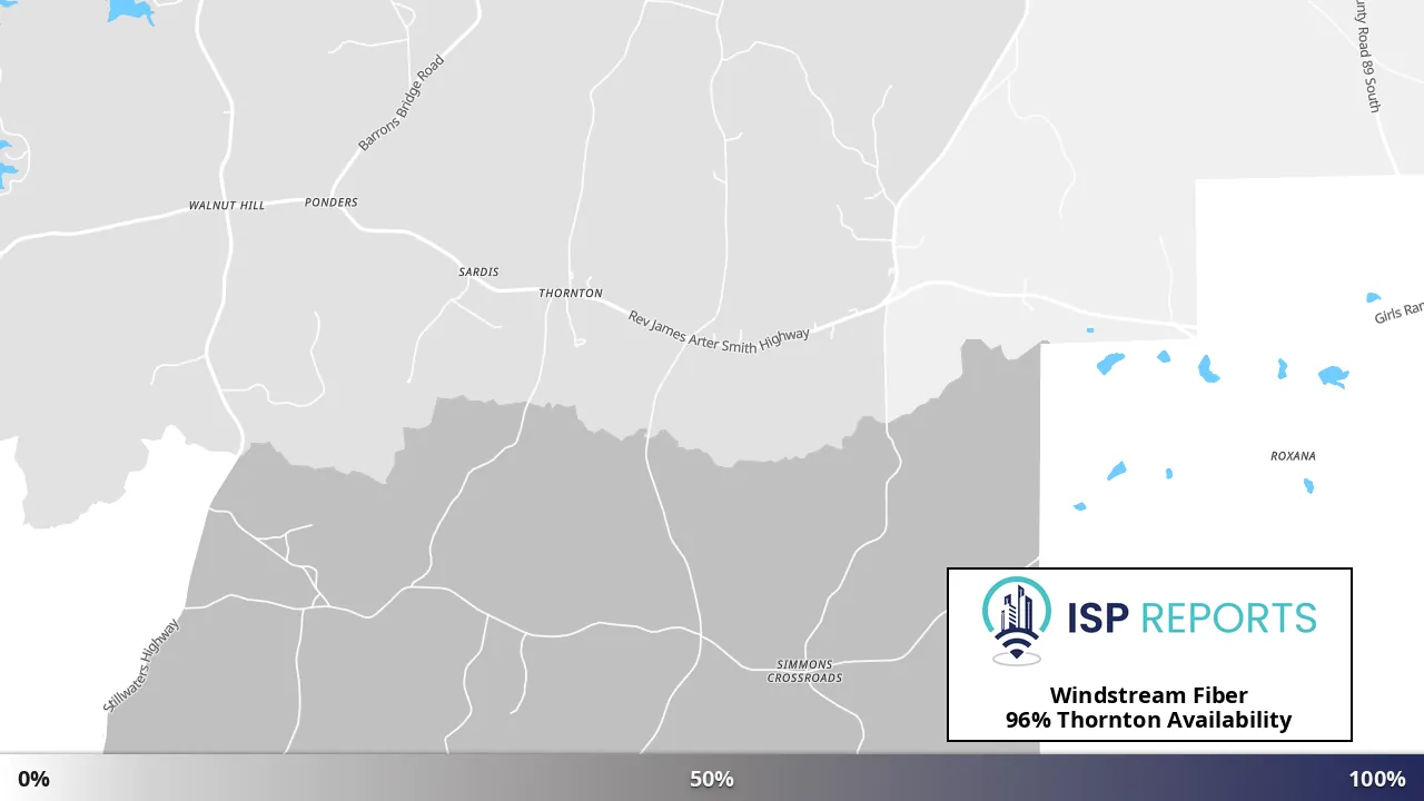 Thornton, AL map of internet availability