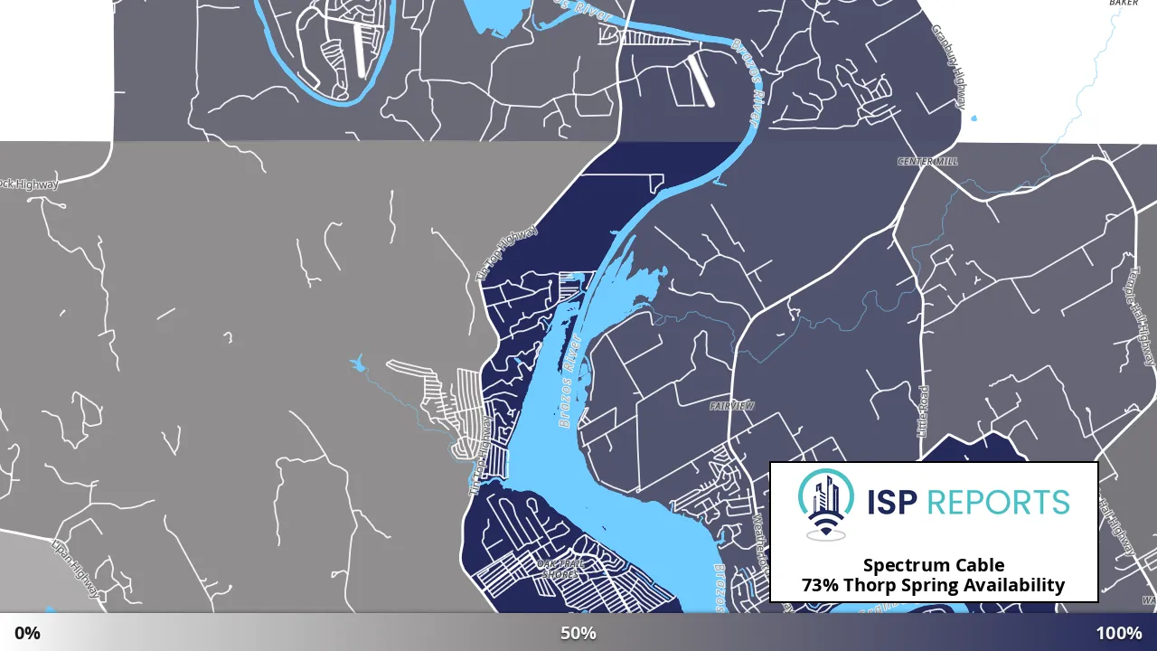 Thorp Spring, TX map of internet availability
