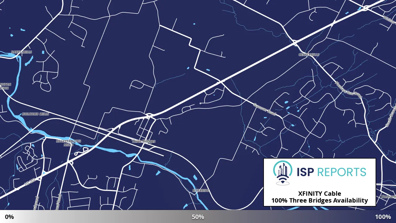 Three Bridges, NJ map of internet availability
