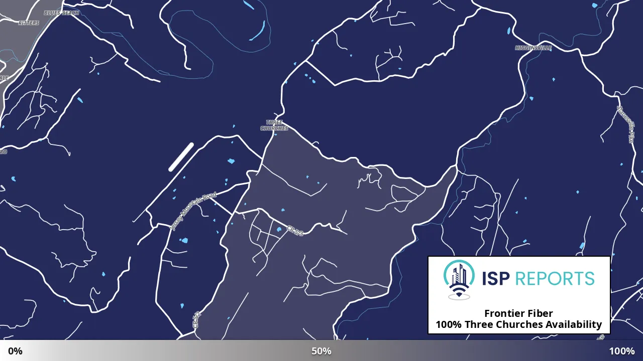 Three Churches, WV map of internet availability