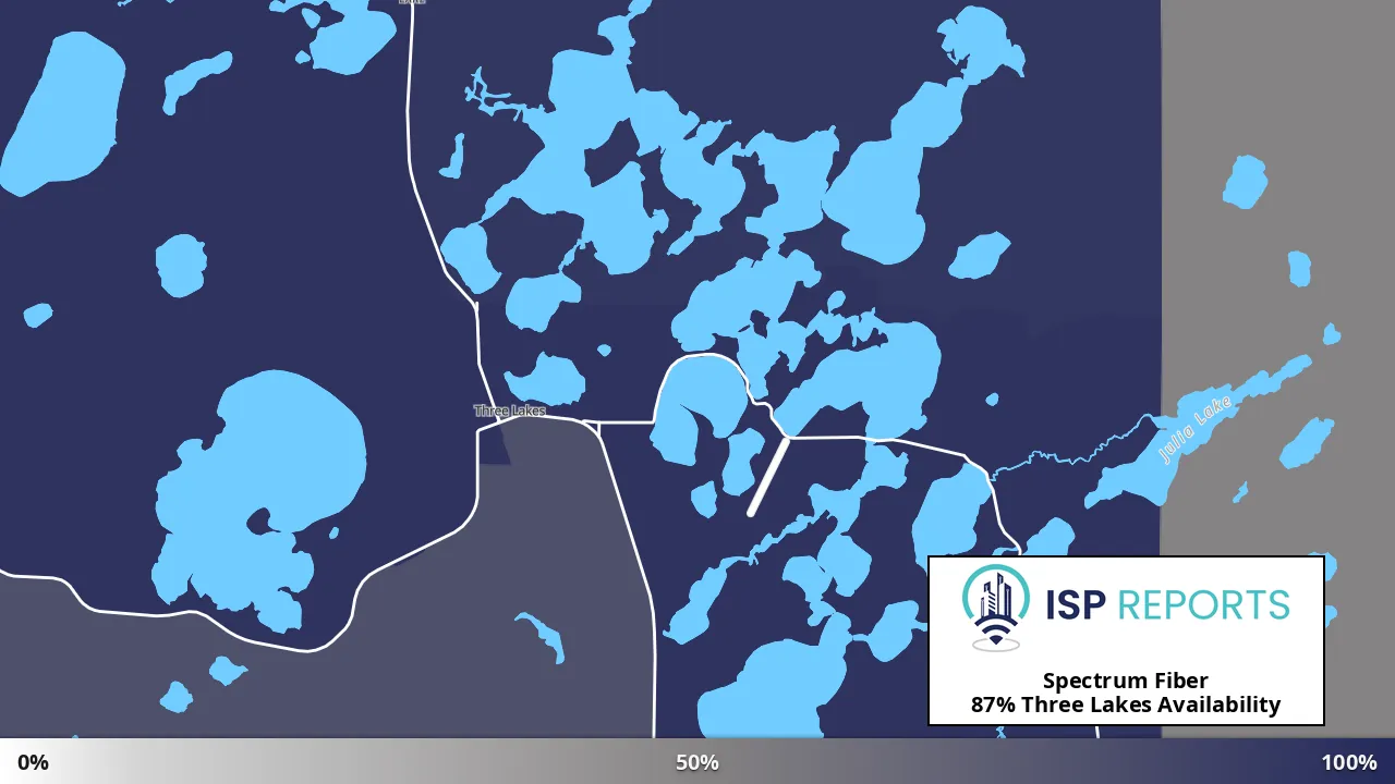 Three Lakes, WI map of internet availability