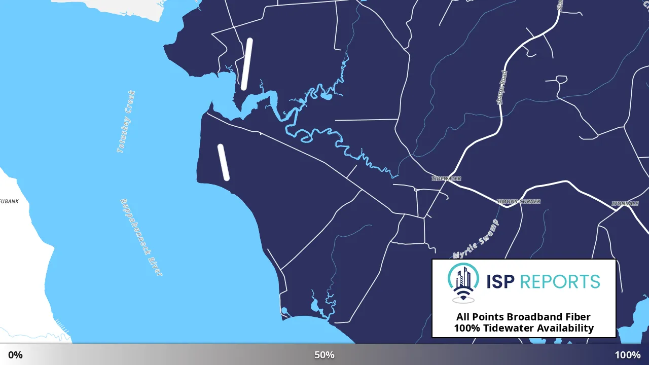 Tidewater, VA map of internet availability