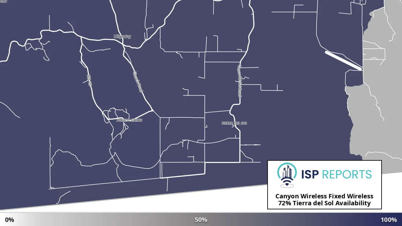 Tierra del Sol, CA map of internet availability