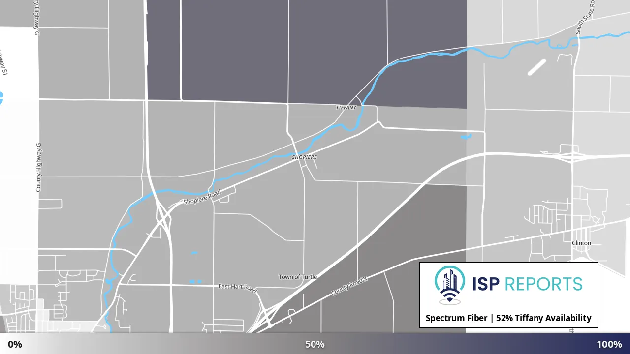 Tiffany, WI map of internet availability