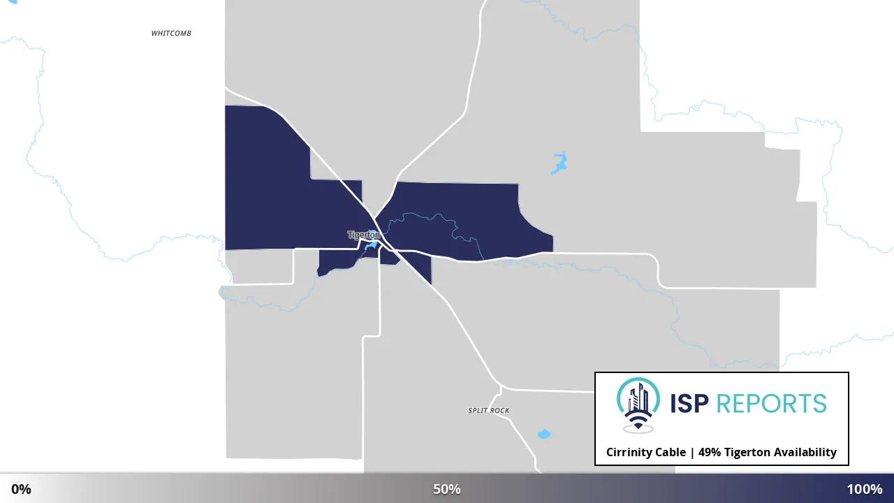Tigerton, WI map of internet availability