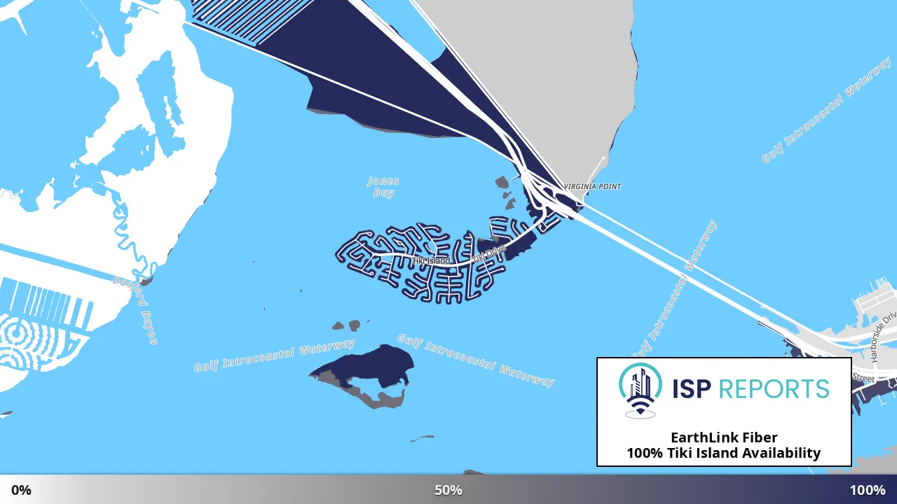 Tiki Island, TX map of internet availability