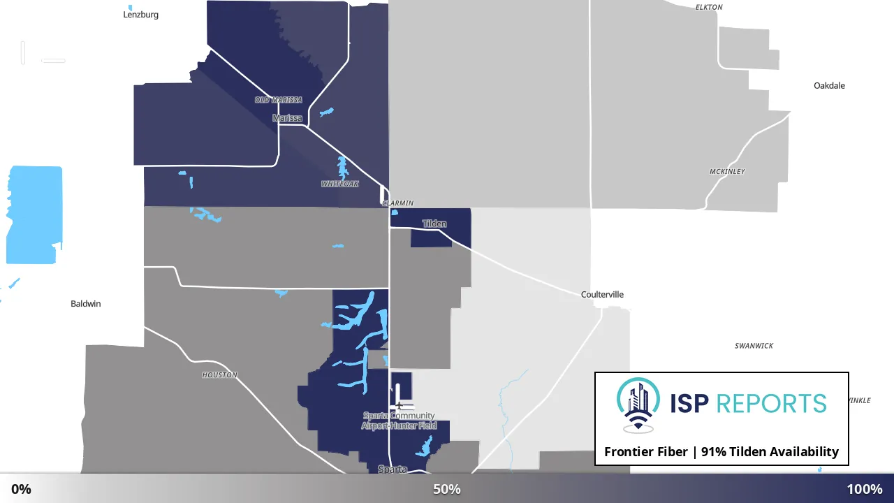 Tilden, IL map of internet availability