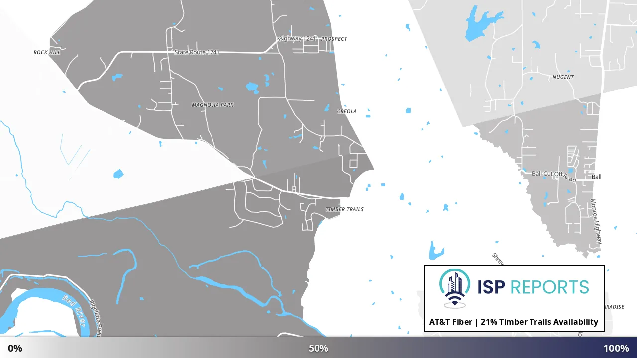 Timber Trails, LA map of internet availability