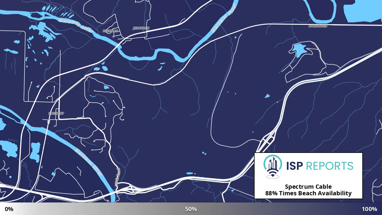Times Beach, MO map of internet availability
