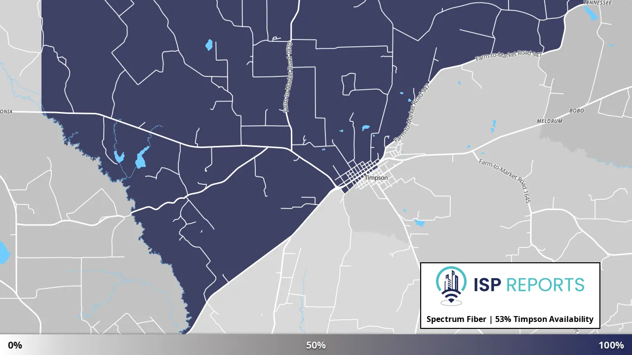 Timpson, TX map of internet availability