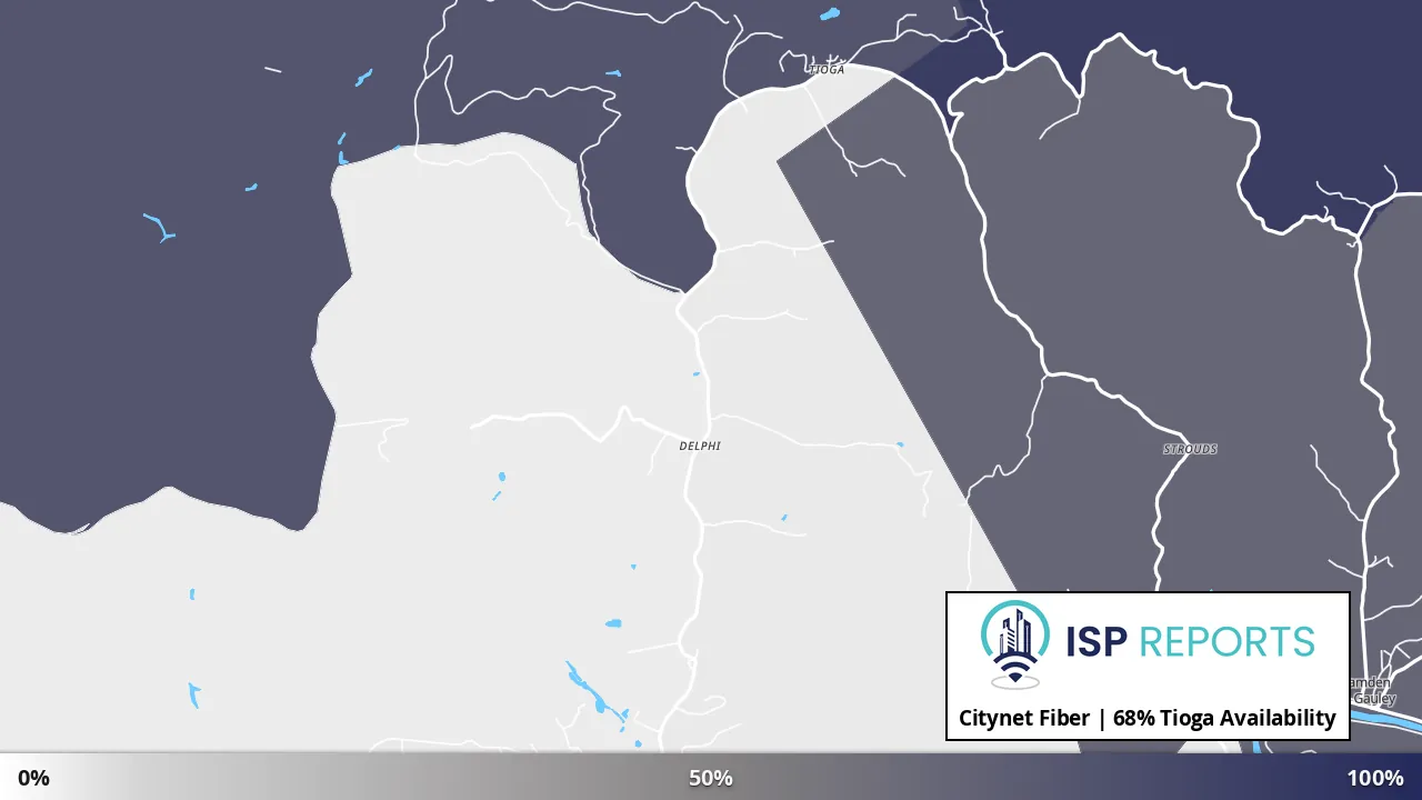 Tioga, WV map of internet availability