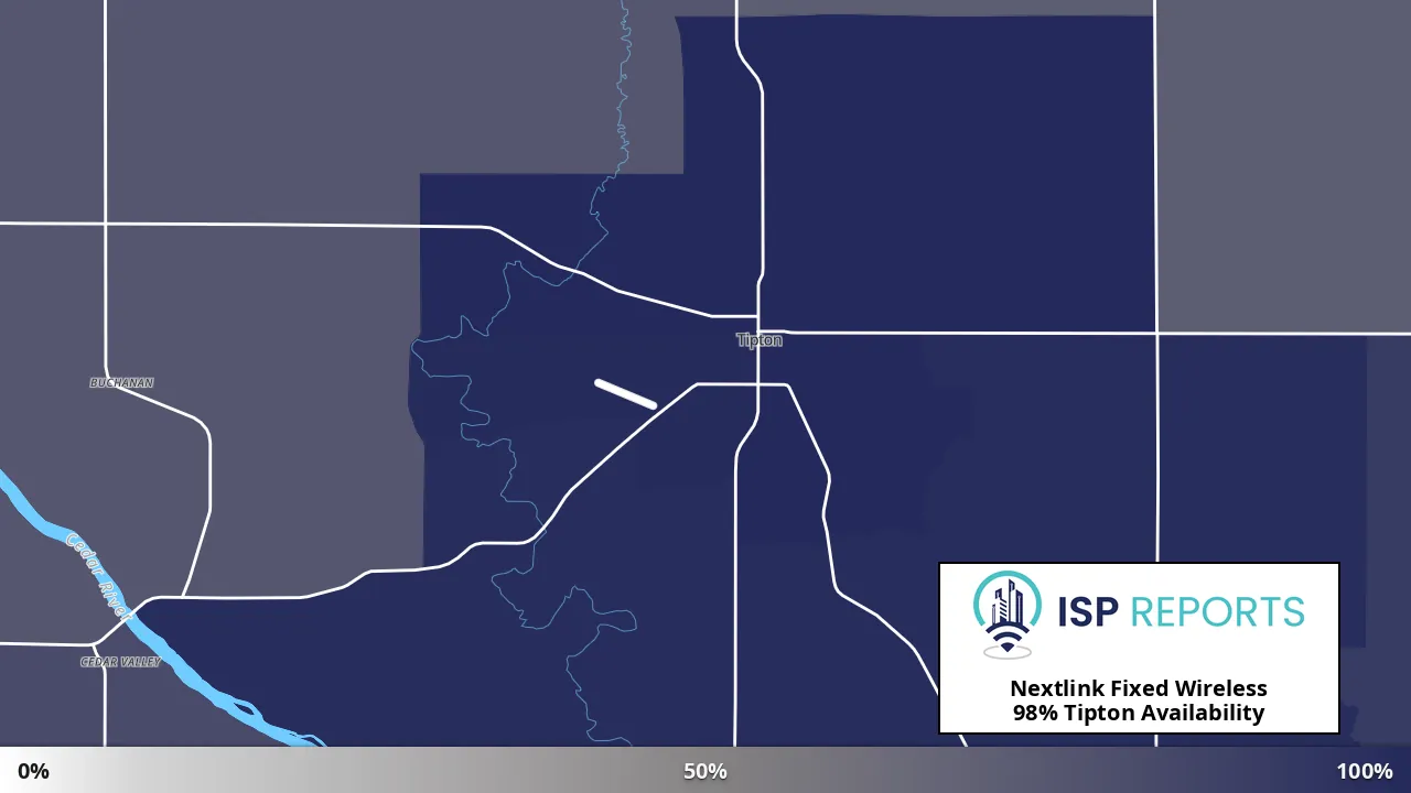 Tipton, IA map of internet availability