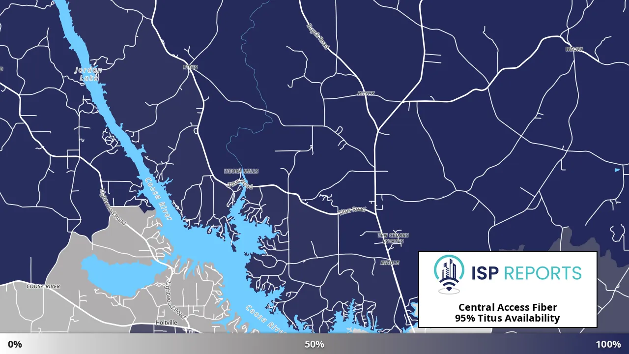 Titus, AL map of internet availability