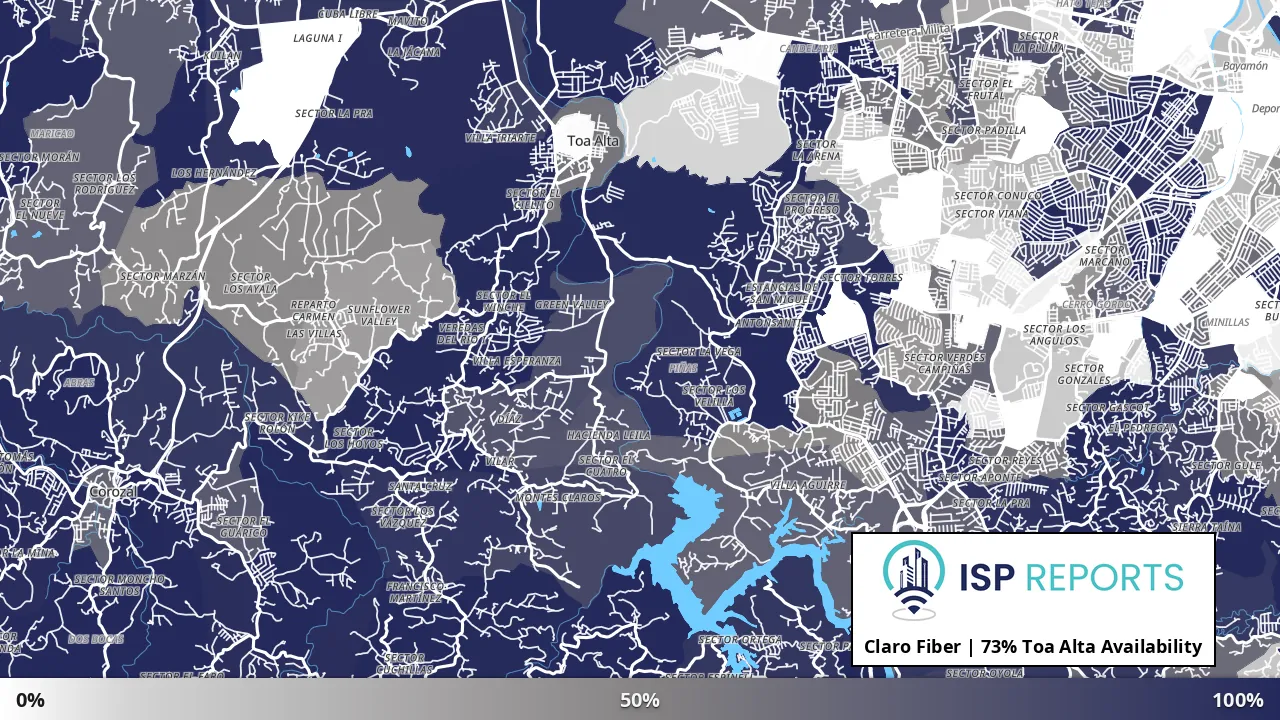Toa Alta, PR map of internet availability