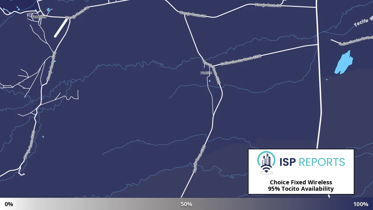Tocito, NM map of internet availability