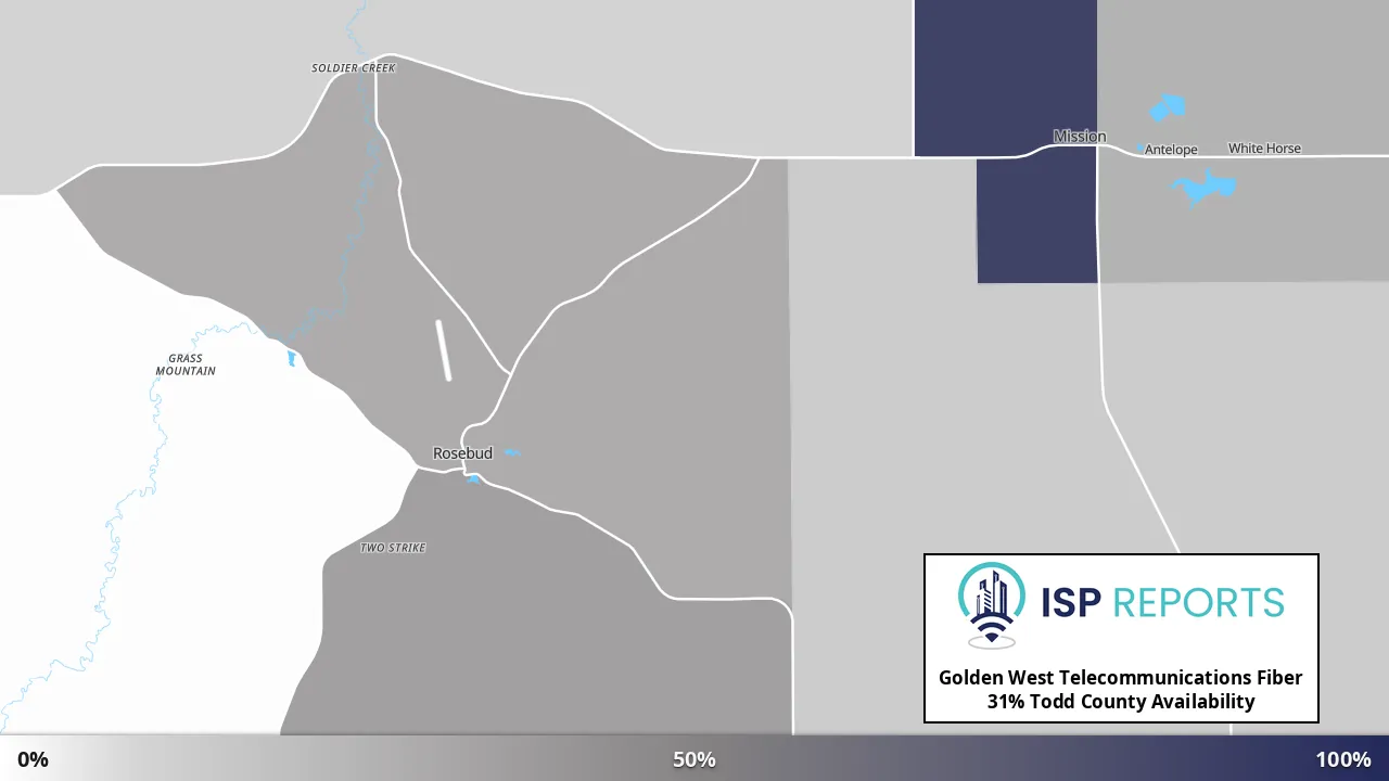Todd County, SD map of internet availability