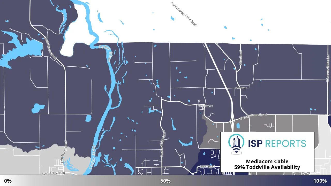 Toddville, IA map of internet availability