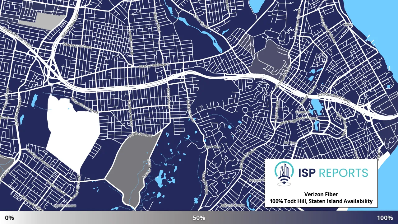 Todt Hill, Staten Island, NY map of internet availability