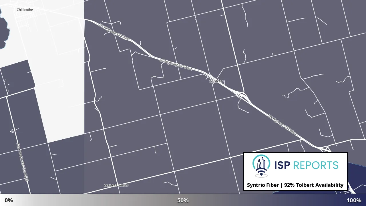Tolbert, TX map of internet availability