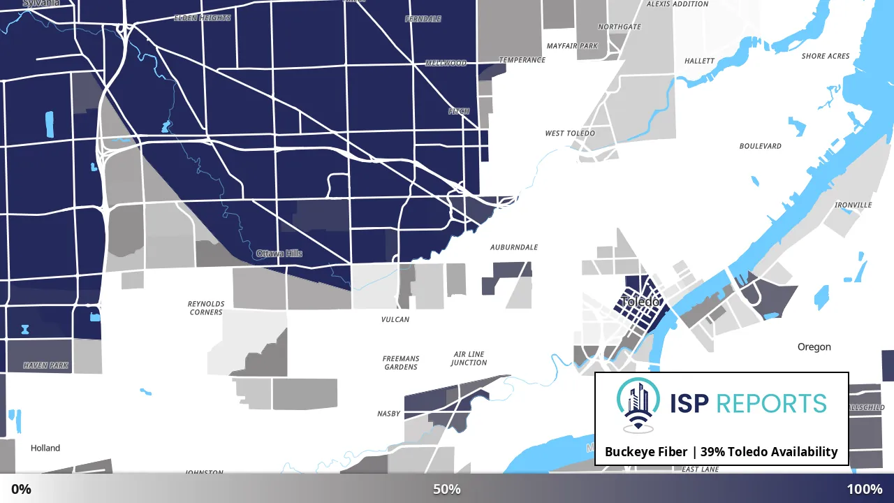 Toledo, OH map of internet availability
