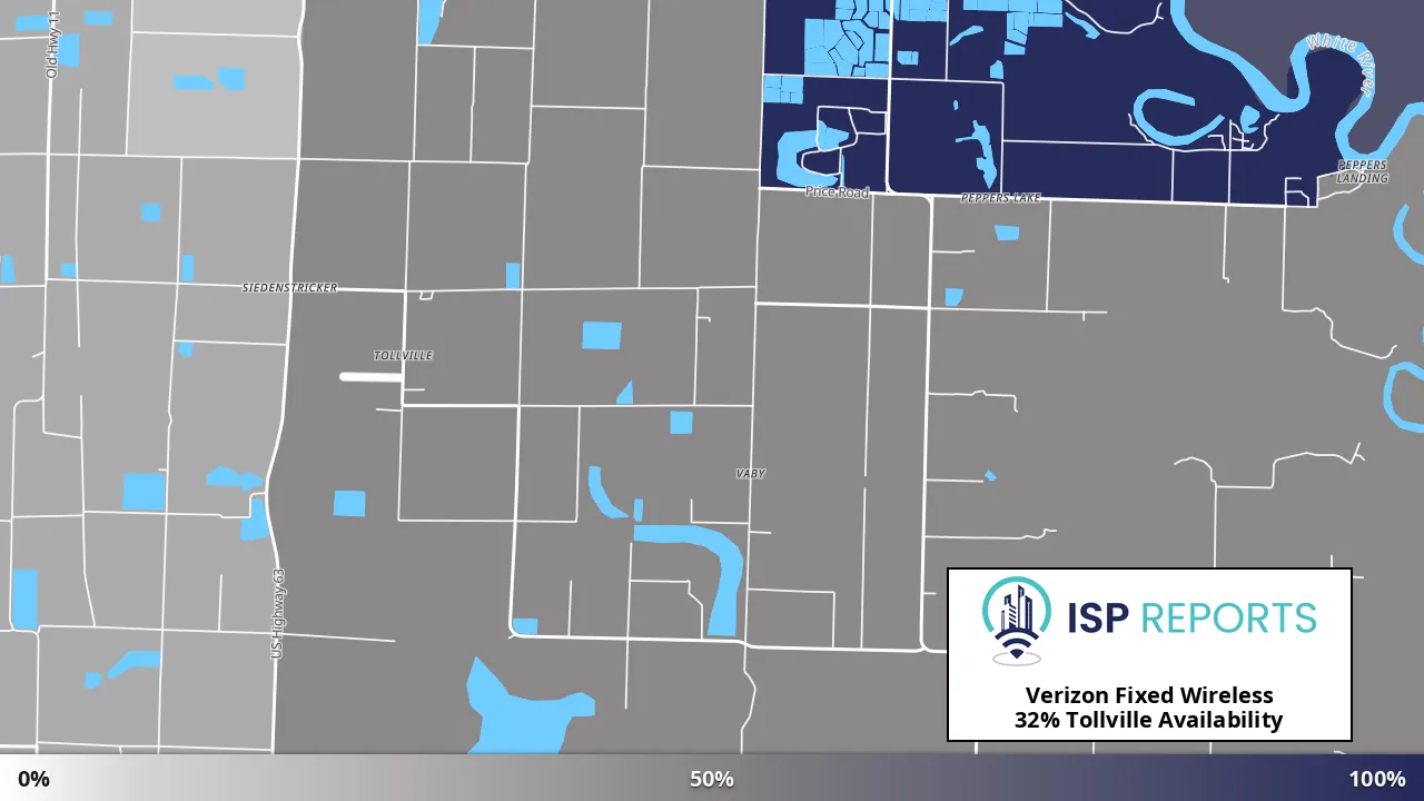 Tollville, AR map of internet availability