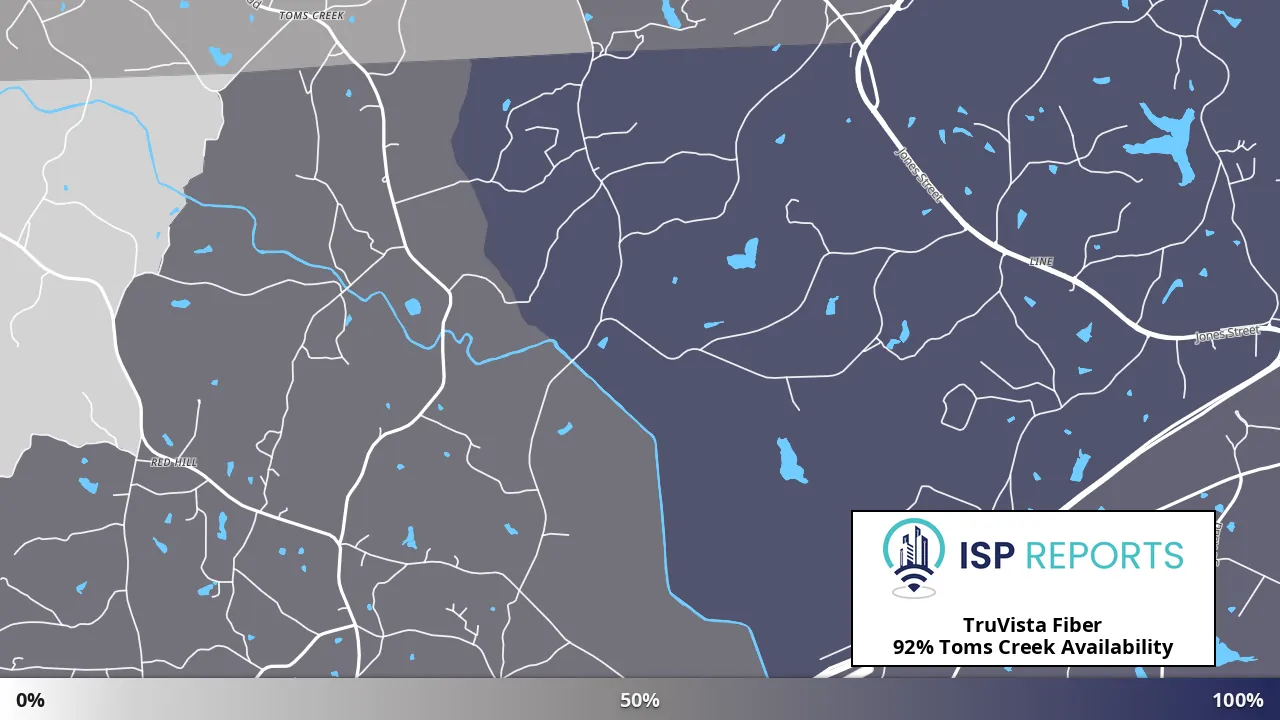 Toms Creek, GA map of internet availability