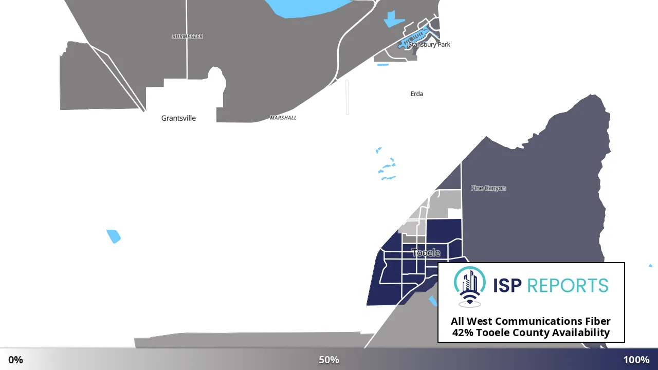 Tooele County, UT map of internet availability