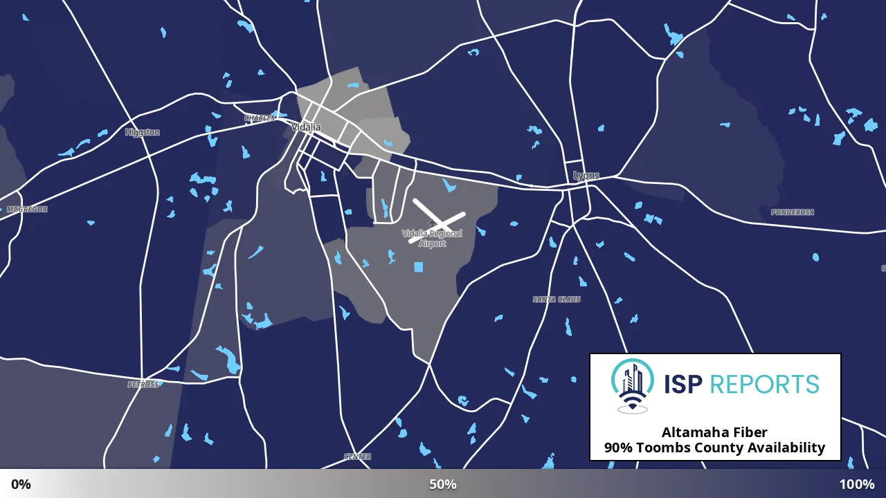 Toombs County, GA map of internet availability