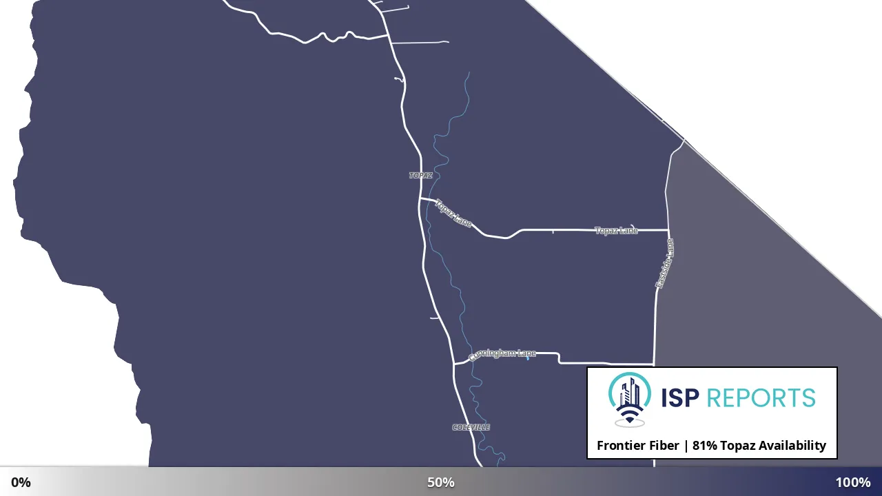 Topaz, CA map of internet availability