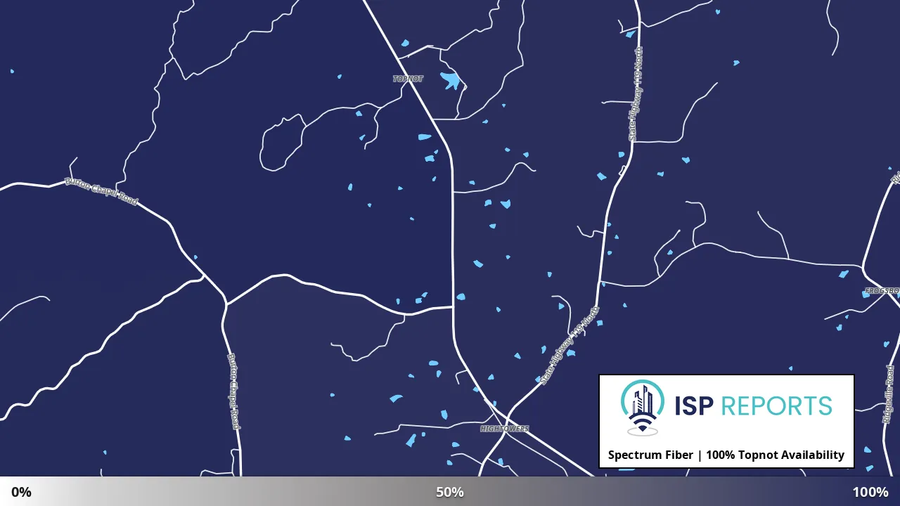 Topnot, NC map of internet availability