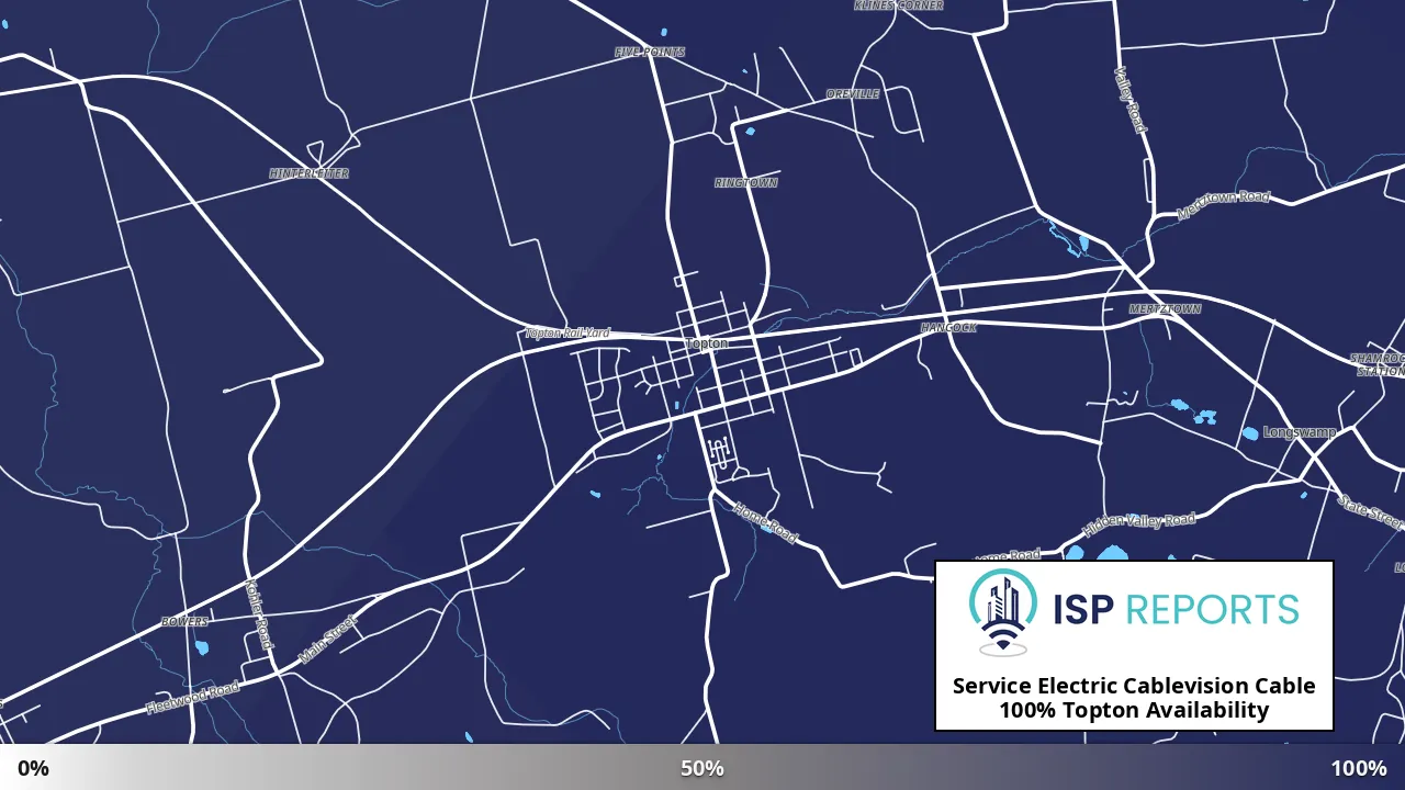 Topton, PA map of internet availability