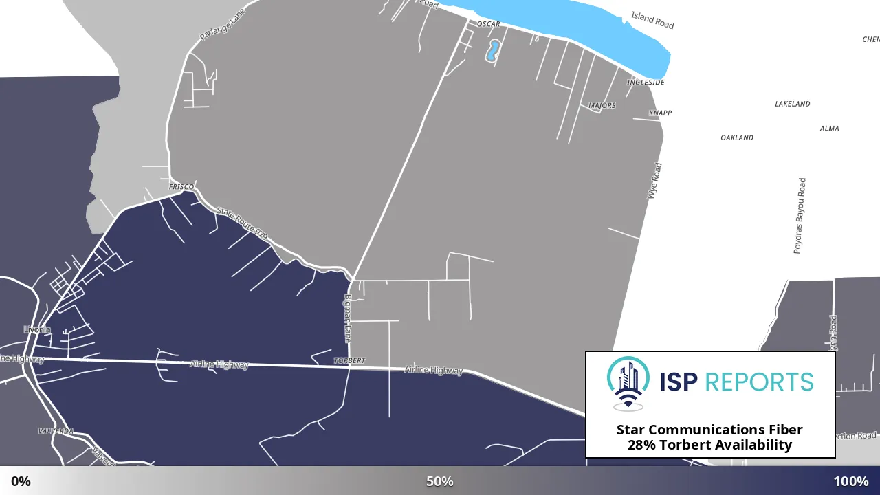 Torbert, LA map of internet availability