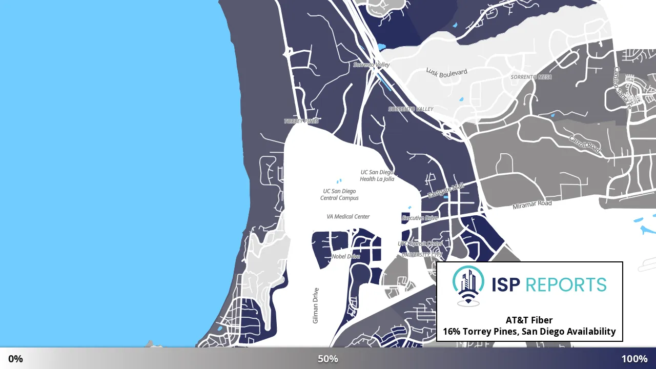Torrey Pines, San Diego, CA map of internet availability