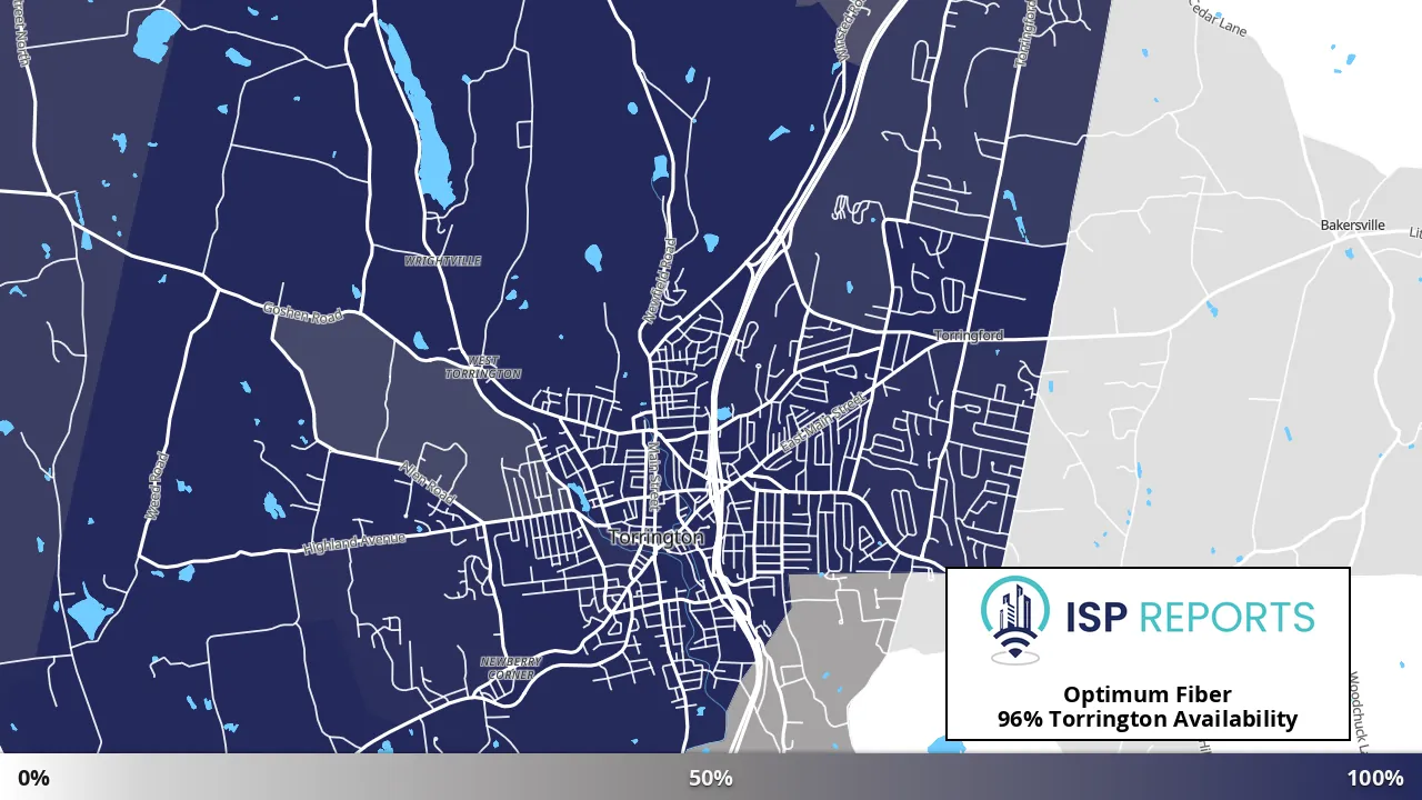 Torrington, CT map of internet availability