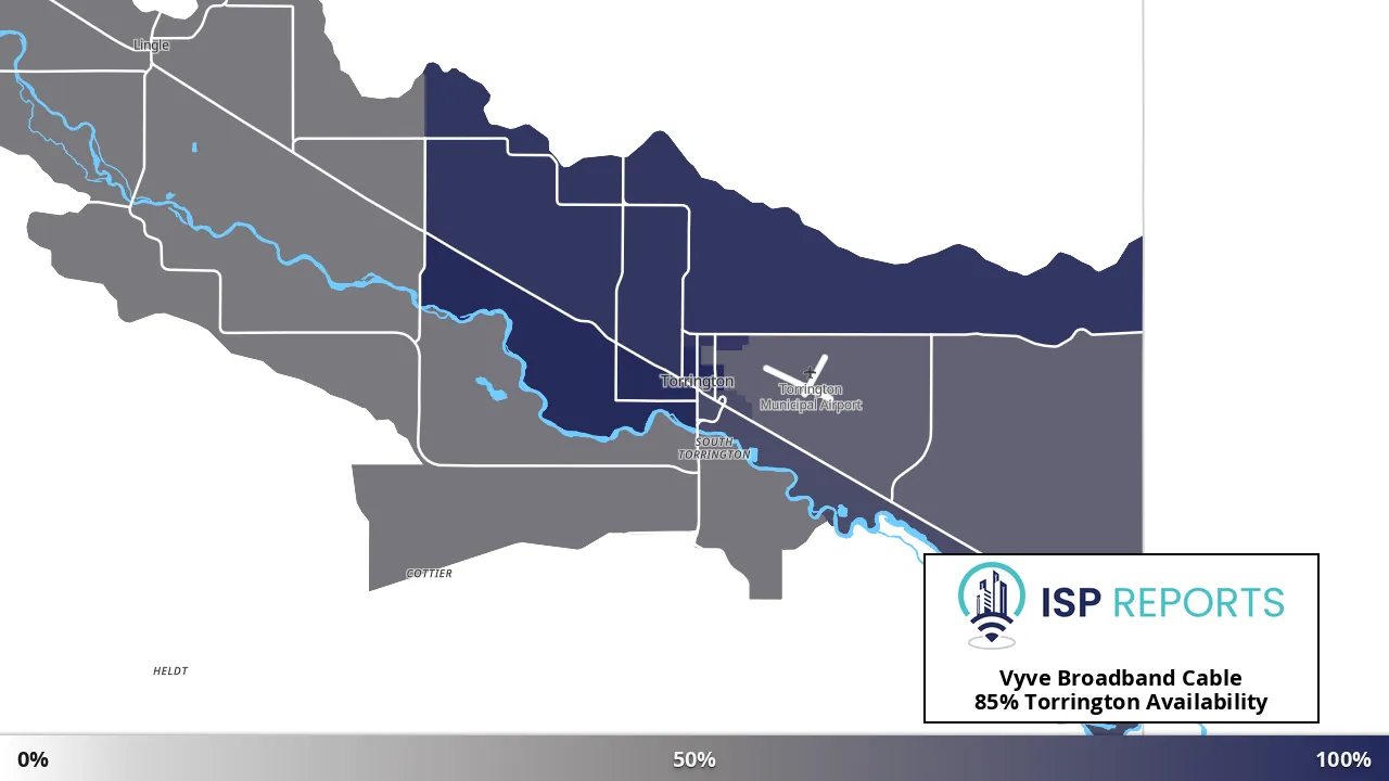 Torrington, WY map of internet availability