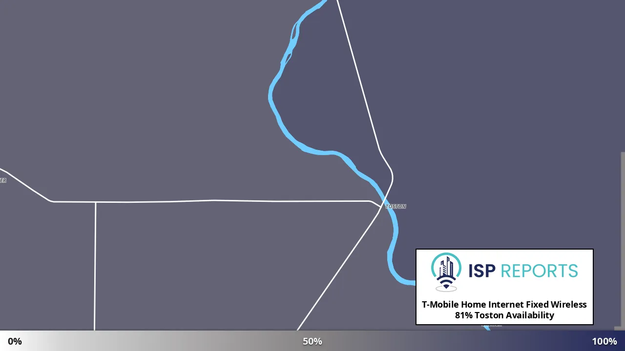 Toston, MT map of internet availability